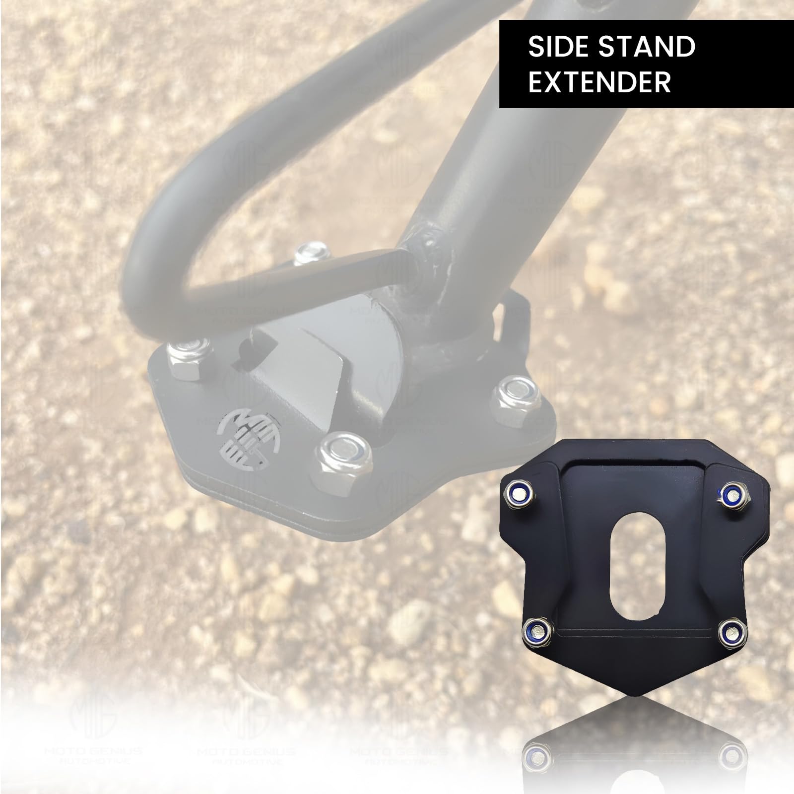 MOTO GENIUS Heavy Duty Metal Side Stand Extender for Hunter Motorcycle | Durable Parking Support and Stability Enhancer, Easy Installation