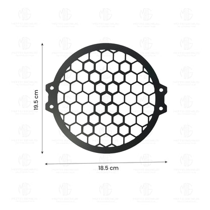Front Headlight Grill Guard for RE Himalayan BS3/BS4/BS6/Scram Motorbike | Durable Metal Protective Head Light Frame Protector (Line Design)