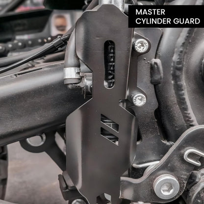 MOTO GENIUS Master Cylinder Guard for RE Himalayan BS3/BS4/BS6/Scram Motorbike | Heavy-Duty, Impact-Resistant Protection for Motorcycle Brake Systems |Durable Metal Construction