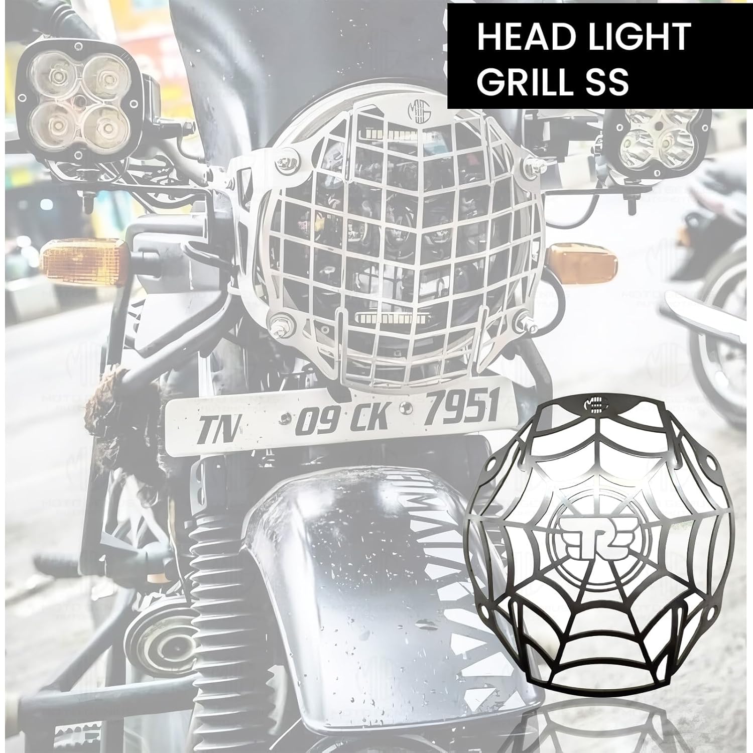 Headlight Grill Guard for RE Interceptor | Durable Stainless Steel Protective Cover for Motorcycle Lights