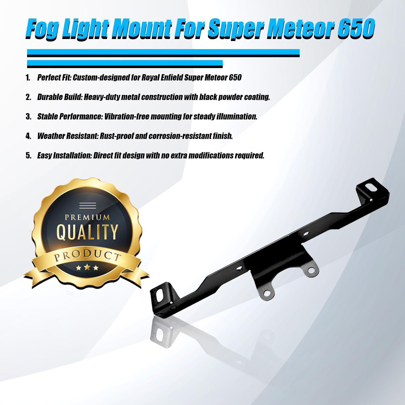 MOTO GENIUS Fog Light Mount Bracket Set for Super Meteor 650 Â– Heavy-Duty Metal Construction, Precision Fit, Rust-Resistant Finish