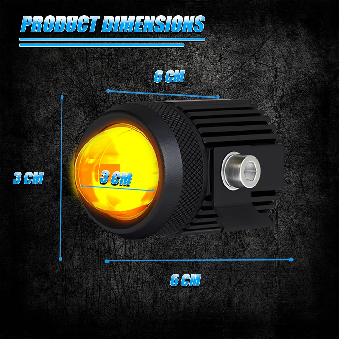 MOTO GENIUS LED Fog Lights with Switch for Car Motorcycle Scooter | 2PCS 20W Each (40W Total), Triple Color , Hi/Lo Beam, Waterproof, Universal for Car & Motorcycle | Pack of 2