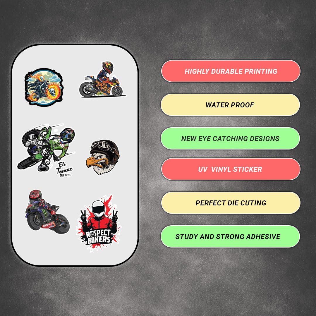 Racing Bike 3D Vinyl Stickers | Waterproof, Fade-Proof, Self-Adhesive Decals for Helmet, Bike, Car, Laptop & Mobile | Sports Bike Graphic Stickers (BIKE16-9PC)