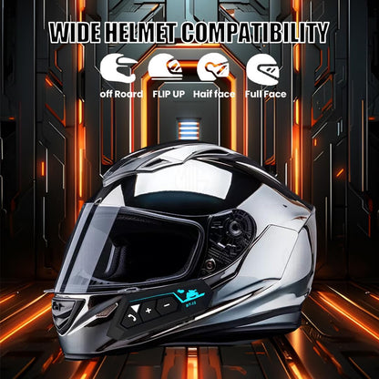 MOTO GENIUS Motorcycle Helmet Wireless Bluetooth Dual Earphone Headset with Mic | Hands-Free Calling, Music Control & Support for iOS & Android (BT12)