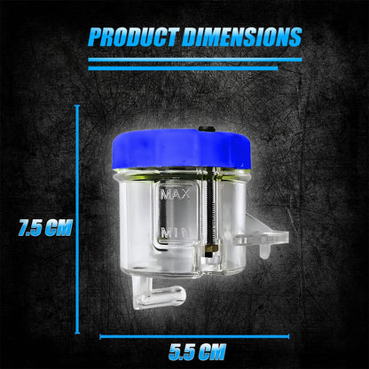MOTO GENIUS Universal Motorcycle Front Brake Clutch Fluid Reservoir Tank Â– Durable Plastic Master Cylinder Oil Cup for Hydraulic Brake and Clutch Systems (Blue Transparent)
