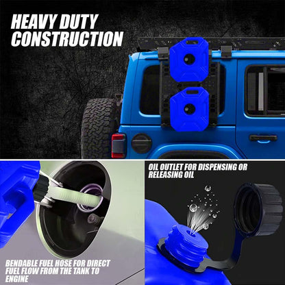 MOTO GENIUS Universal 5 Liter Fuel Jerry Can With Clamp and Cap For Motorcycle | Fuel Container Heavy Duty construction for Petrol/diesel/kerosene Storage (Pack of 2) (Blue)