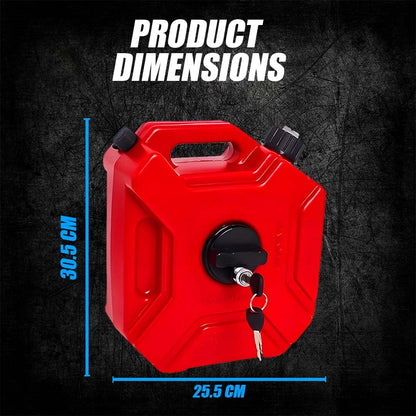 MOTO GENIUS Universal 5 Liter Fuel Jerry Can With Clamp and Cap For Motorcycle | Fuel Container Heavy Duty construction for Petrol/diesel/kerosene Storage (Pack of 2) (Red)