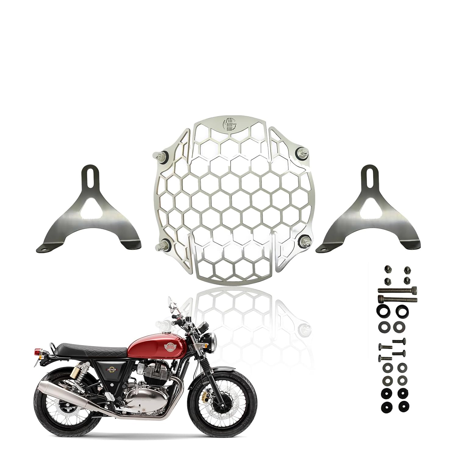 Headlight Grill Guard for RE Interceptor | Durable Stainless Steel Protective Cover for Motorcycle Lights