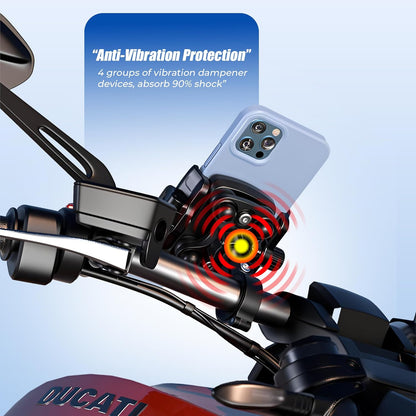 Anti-Vibration 360° Rotating Bike Bicycle Scooter Mobile Holder | Aluminium Handlebar & Mirror Mount | Universal Mobile Mount for Riding