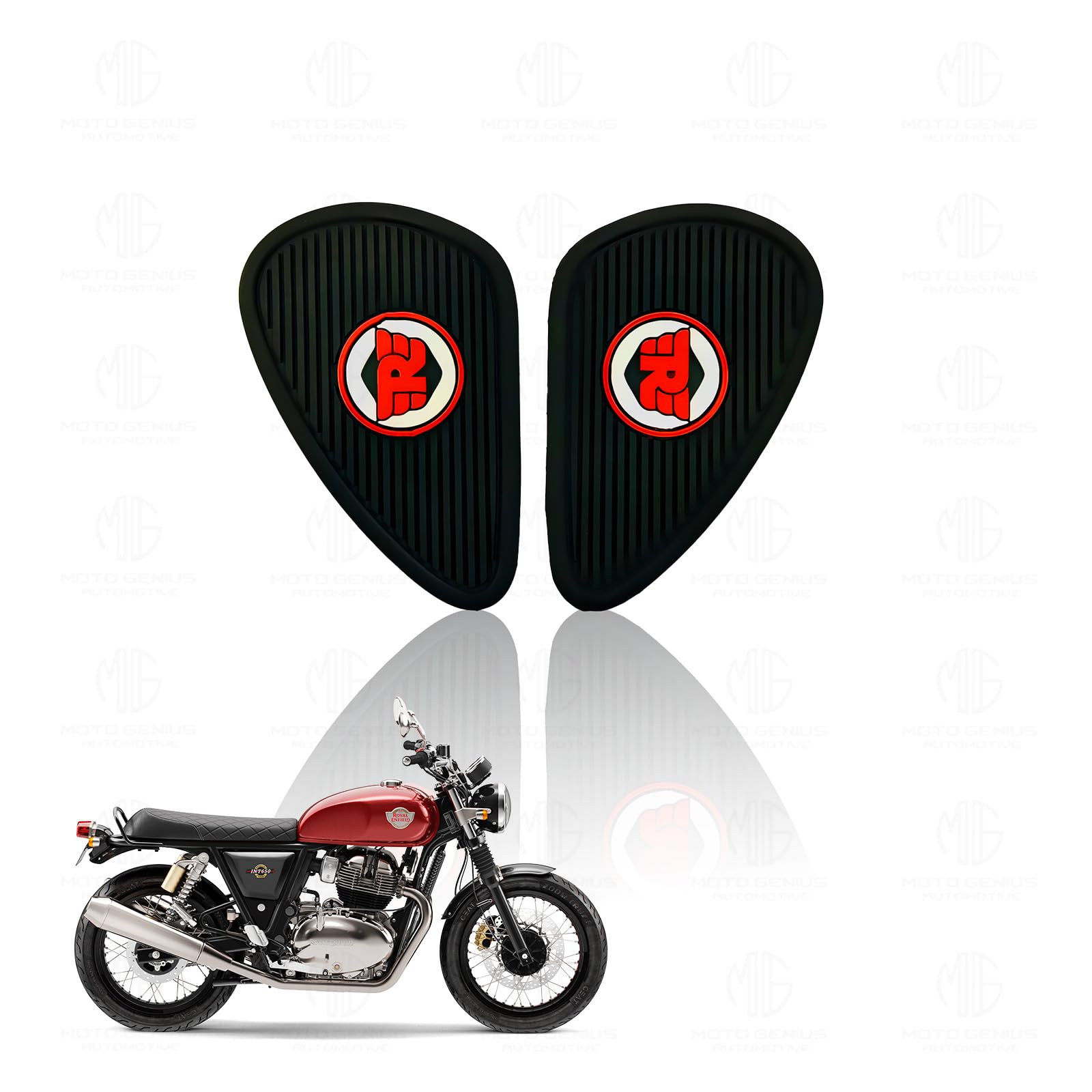 MOTO GENIUS Silicone Tank Pads for RE Interceptor | Premium Tank Protection Pads |Anti-Slip and Scratch-Resistant Design |Stylish and Durable (Pack of 2) ( )