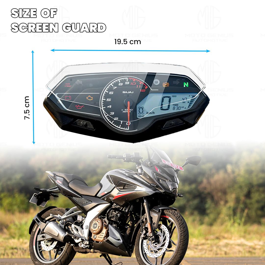 MOTO GENIUS Screen Guard for Pulsar F250 Speedometer | Anti-Scratch and Dust Protection, Clear Tempered Glass Protector