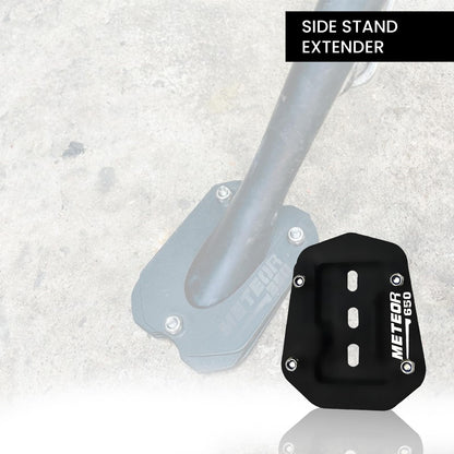 MOTO GENIUS Metal Side Stand Extender for RE Super Meteor 650 | Heavy Duty Parking Support and Stability Enhancer, Durable Corrosion-Resistant Metal, Easy Installation