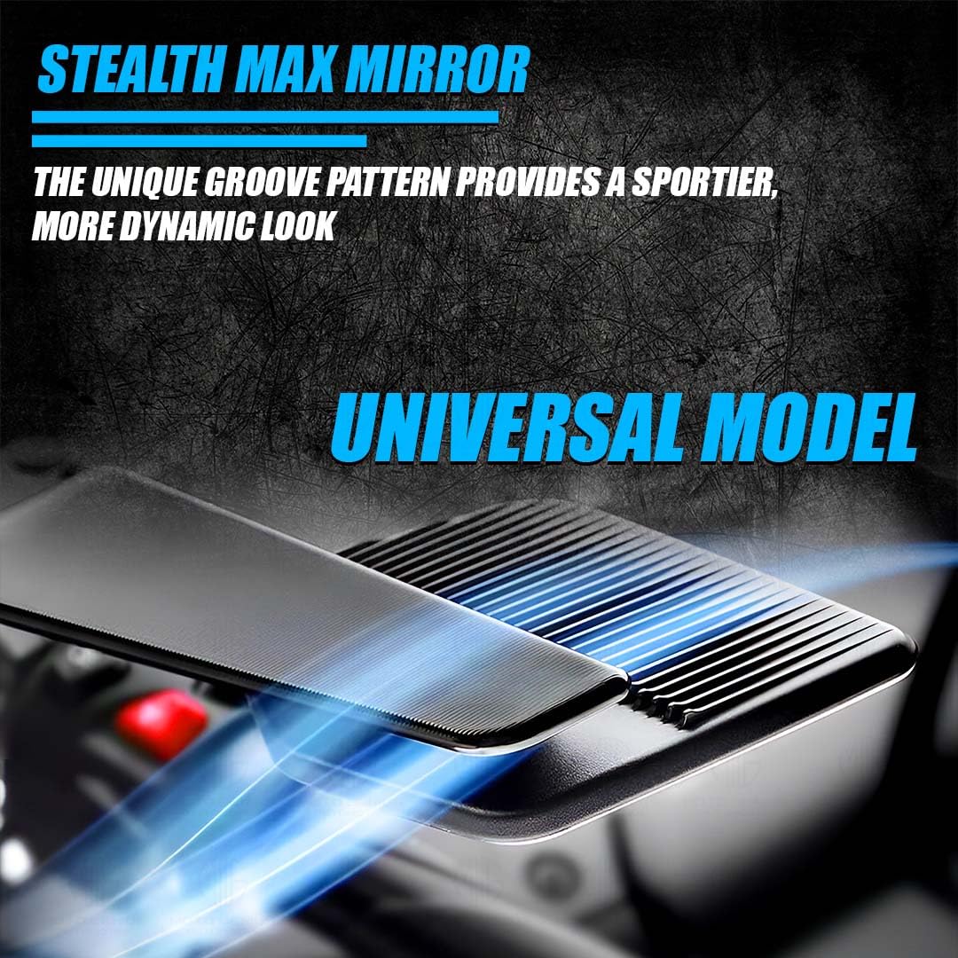 MOTO GENIUS Stealth Max Motorcycle Bar End Side Mirrors, Universal Aluminium Alloy, Compatible with Most Bikes