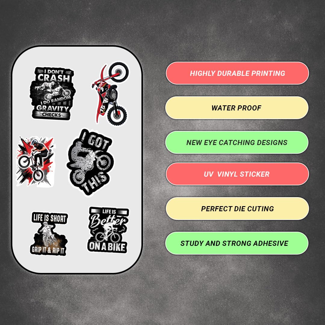 Racing Bike Motivational 3D Vinyl Stickers | Waterproof, Fade-Proof, Self-Adhesive Decals for Helmet, Bike, Car, Laptop and Mobile | Inspirational Racing Quotes Stickers (9 PC)