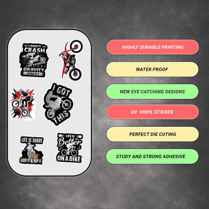 Racing Bike Motivational 3D Vinyl Stickers | Waterproof, Fade-Proof, Self-Adhesive Decals for Helmet, Bike, Car, Laptop and Mobile | Inspirational Racing Quotes Stickers (9 PC)