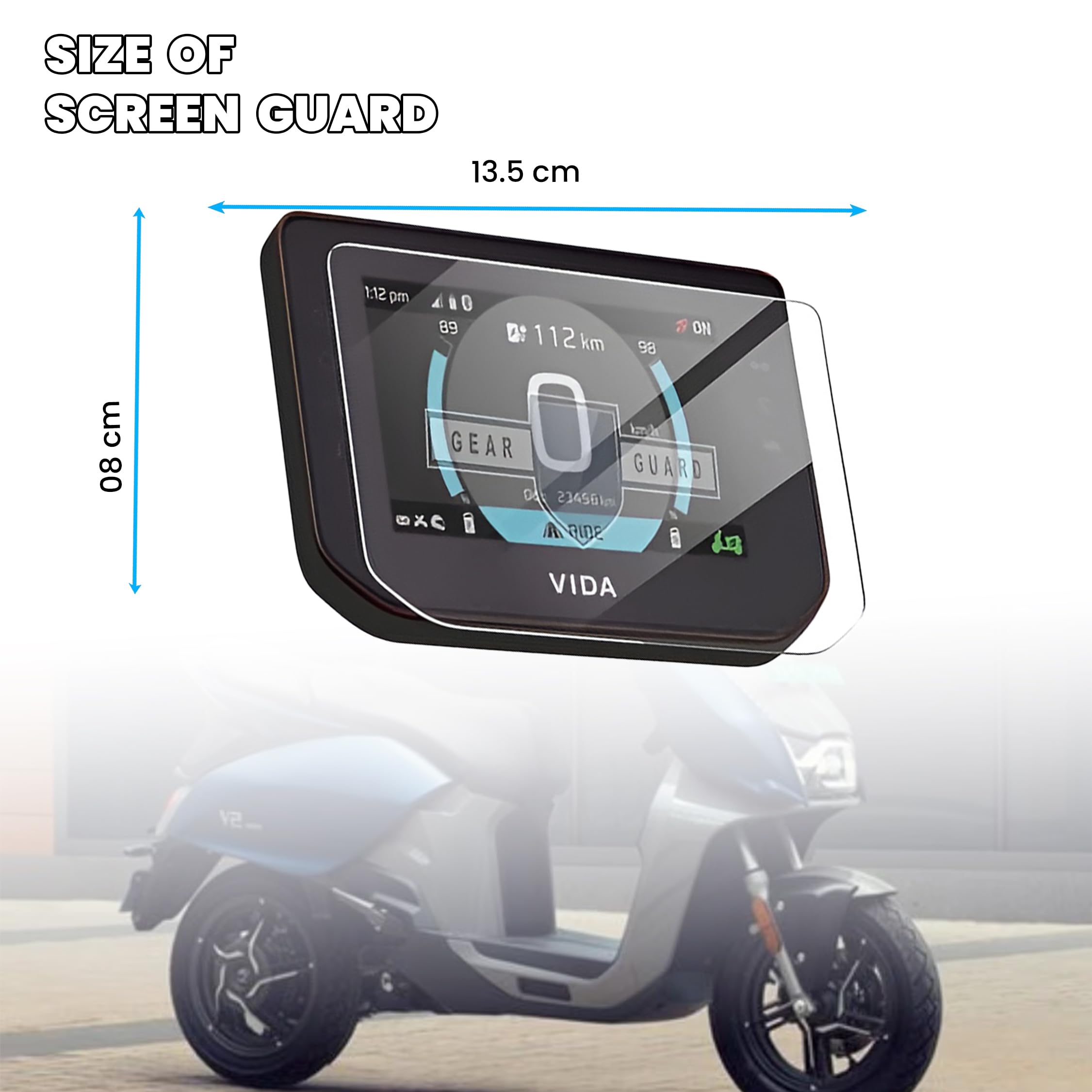 MOTO GENIUS Screen Guard for Hero Vida VX2 Electric Scooter | 9H Hardness Glossy Anti-Shock Speedometer Display Protector