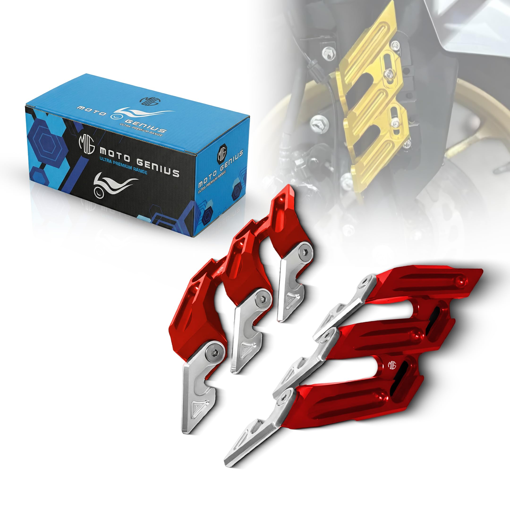 MOTO GENIUS Universal  Shocker Protector for Motorbikes | Front Fork Fender Guard | Anti-Fall Slider Protection | Durable & Easy Fit