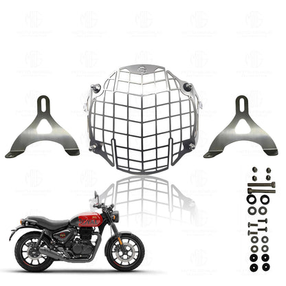 MOTO GENIUS Headlight Grill Guard for Hunter | Durable Stainless Steel Protective Cover for Motorcycle Lights (Check Head Grill)