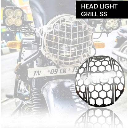 MOTO GENIUS Front Headlight Grill Guard for Reborn Classic 350 |Durable Stainless Steel Protective Head Light Frame Protector
