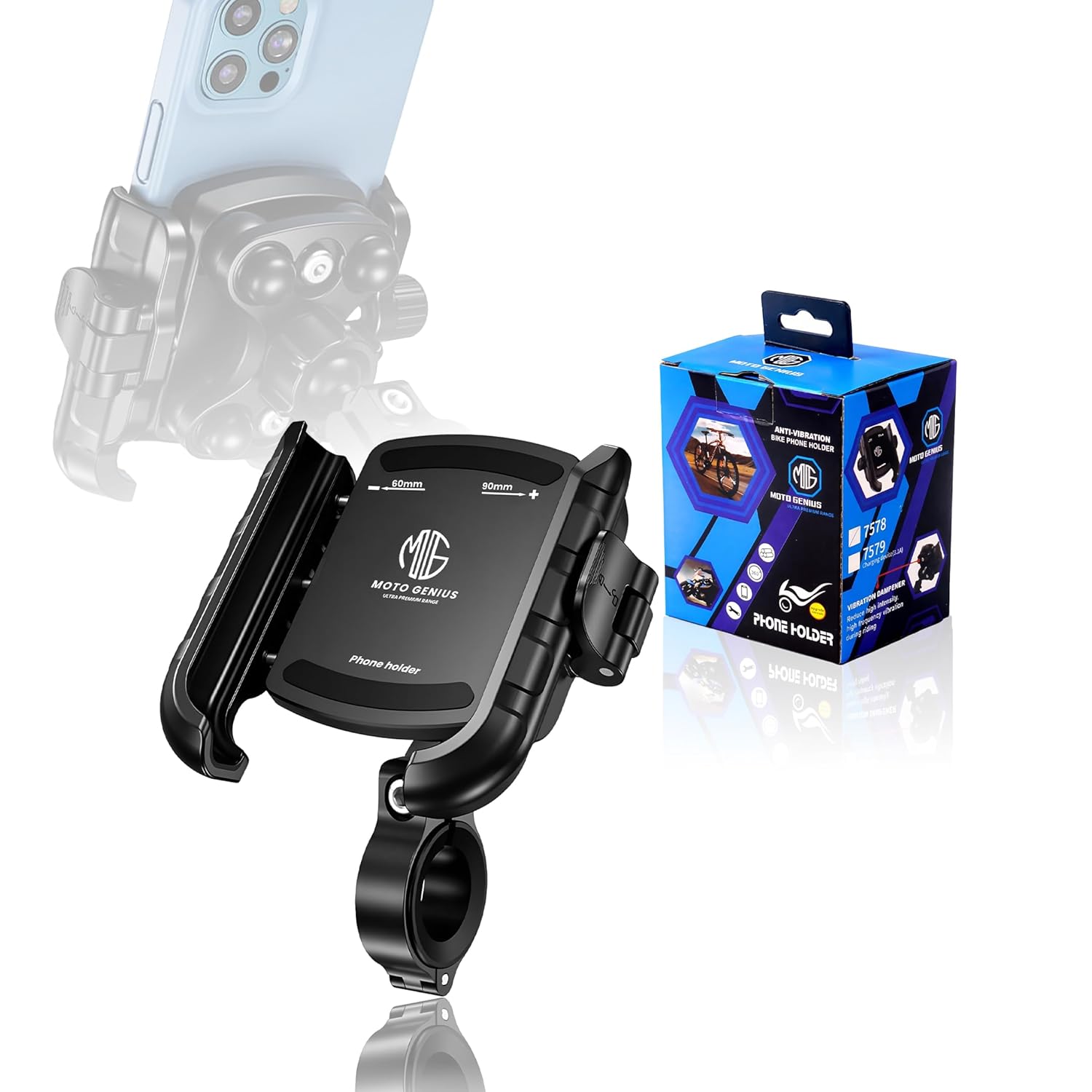 Anti-Vibration 360° Rotating Bike Bicycle Scooter Mobile Holder | Aluminium Handlebar & Mirror Mount | Universal Mobile Mount for Riding
