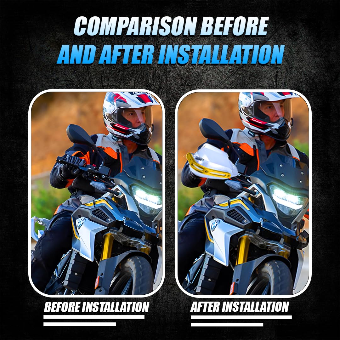 MOTO GENIUS Universal Motorcycle Handuards | Bike Wind Deflector Protectors for Handlebar Hand Safety, Fits Most Motorcycles