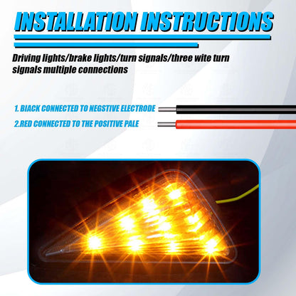 MOTO GENIUS Triangle Side Body Fitting LED Indicator Light for R15, CBR 250, CBR 150R, Ninja 250 – Waterproof, Durable & Stylish Motorcycle Turn Signal Lights (Pack of 2)
