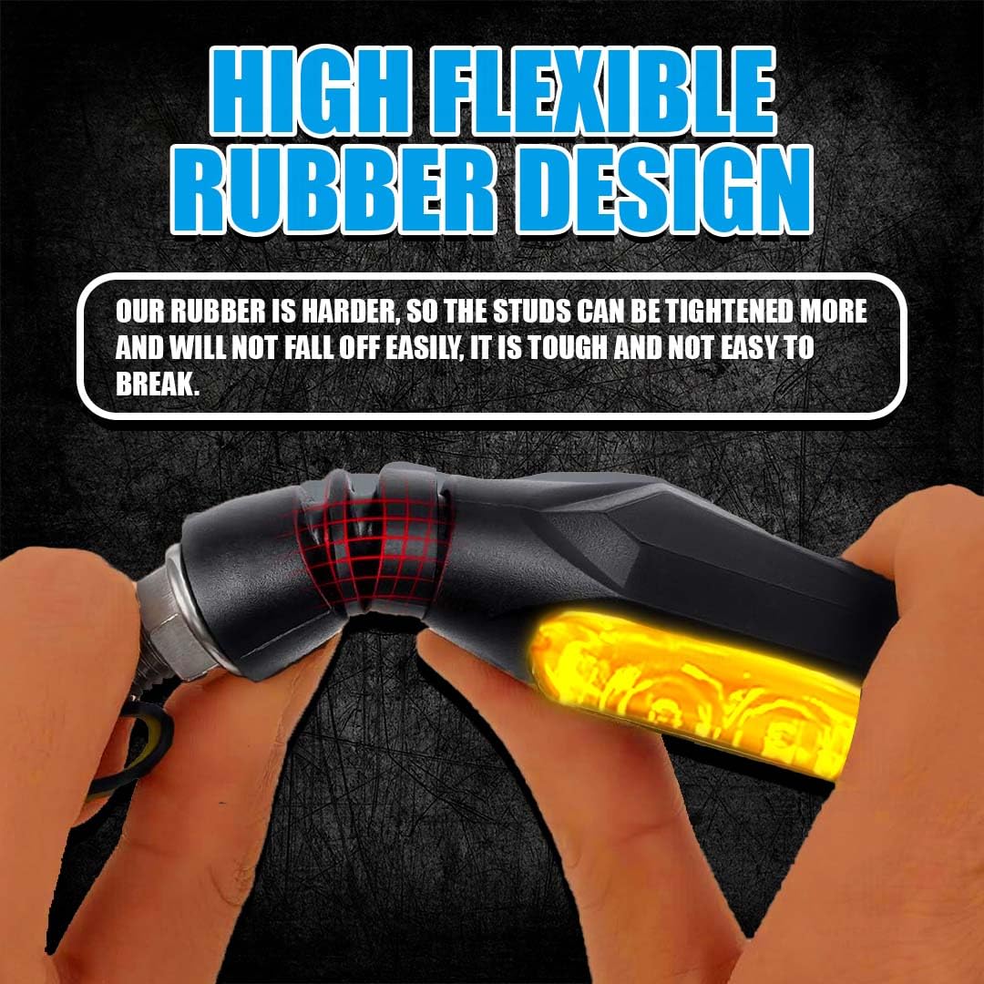 MOTO GENIUS KTM Waterproof Flexible Unbreakable Premium Silicone Rubber LED Indicator Light | High Brightness Universal Fit for All Bikes (4 Pieces)