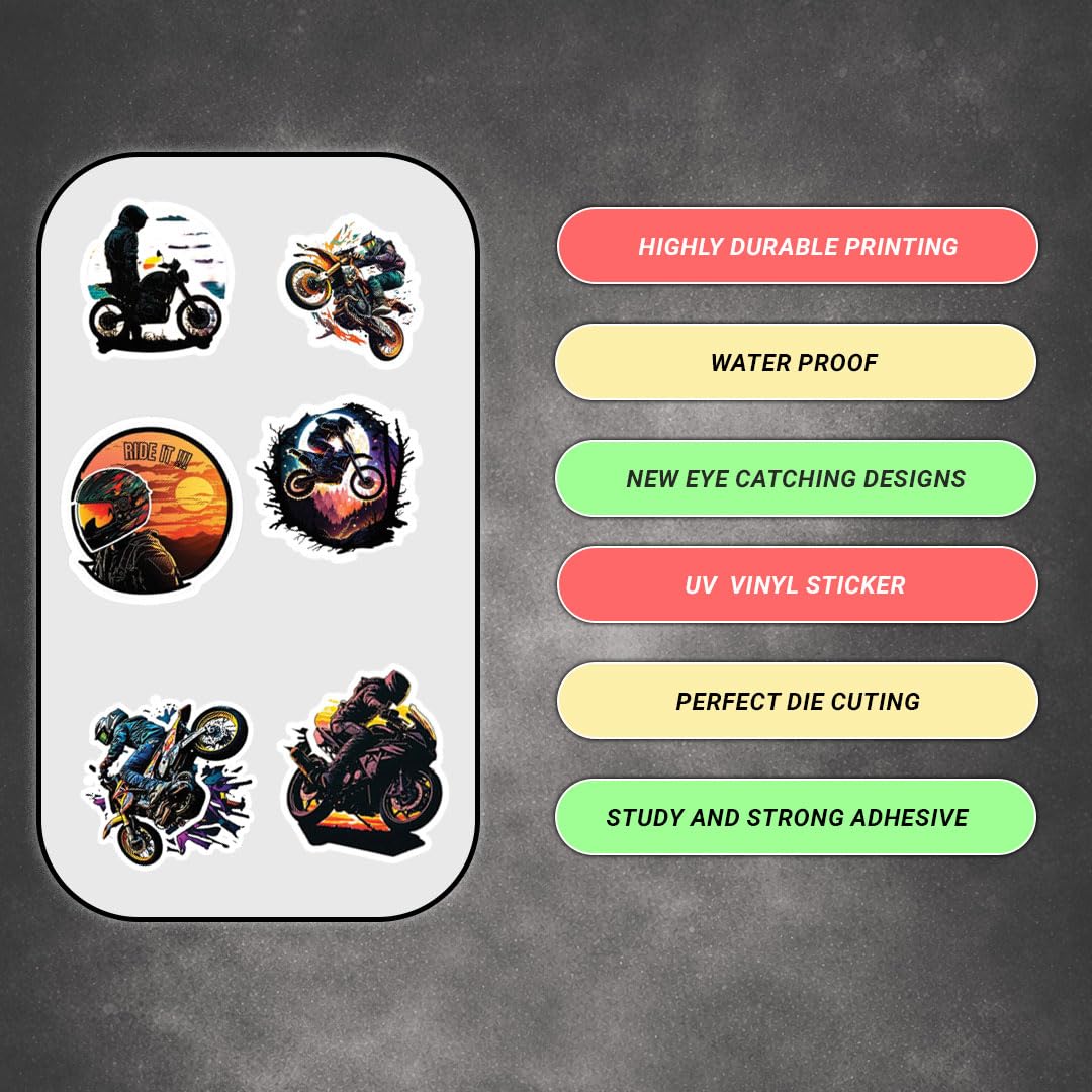 Racing Bike 3D Vinyl Stickers | Waterproof, Fade-Proof, Self-Adhesive Decals for Helmet, Bike, Car, Laptop & Mobile | Sports Bike Graphic Stickers (BIKE8-9PC)