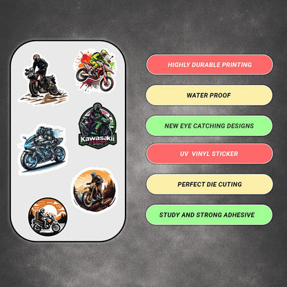 Racing Bike 3D Vinyl Stickers | Waterproof, Fade-Proof, Self-Adhesive Decals for Helmet, Bike, Car, Laptop & Mobile | Sports Bike Graphic Stickers (BIKE7-9PC)