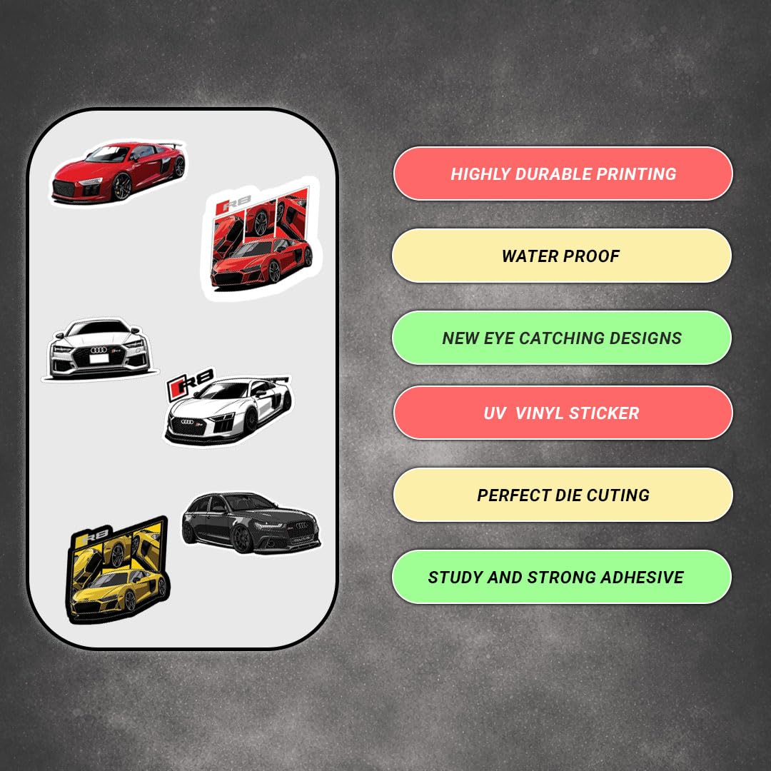 3D Vinyl Car Sticker for Exterior, Waterproof & Fade-Proof Self Adhesive Car Decal for Rear Glass, Bumper, Windshield & Car Styling Accessories (9 PC) (Car8-9PC)