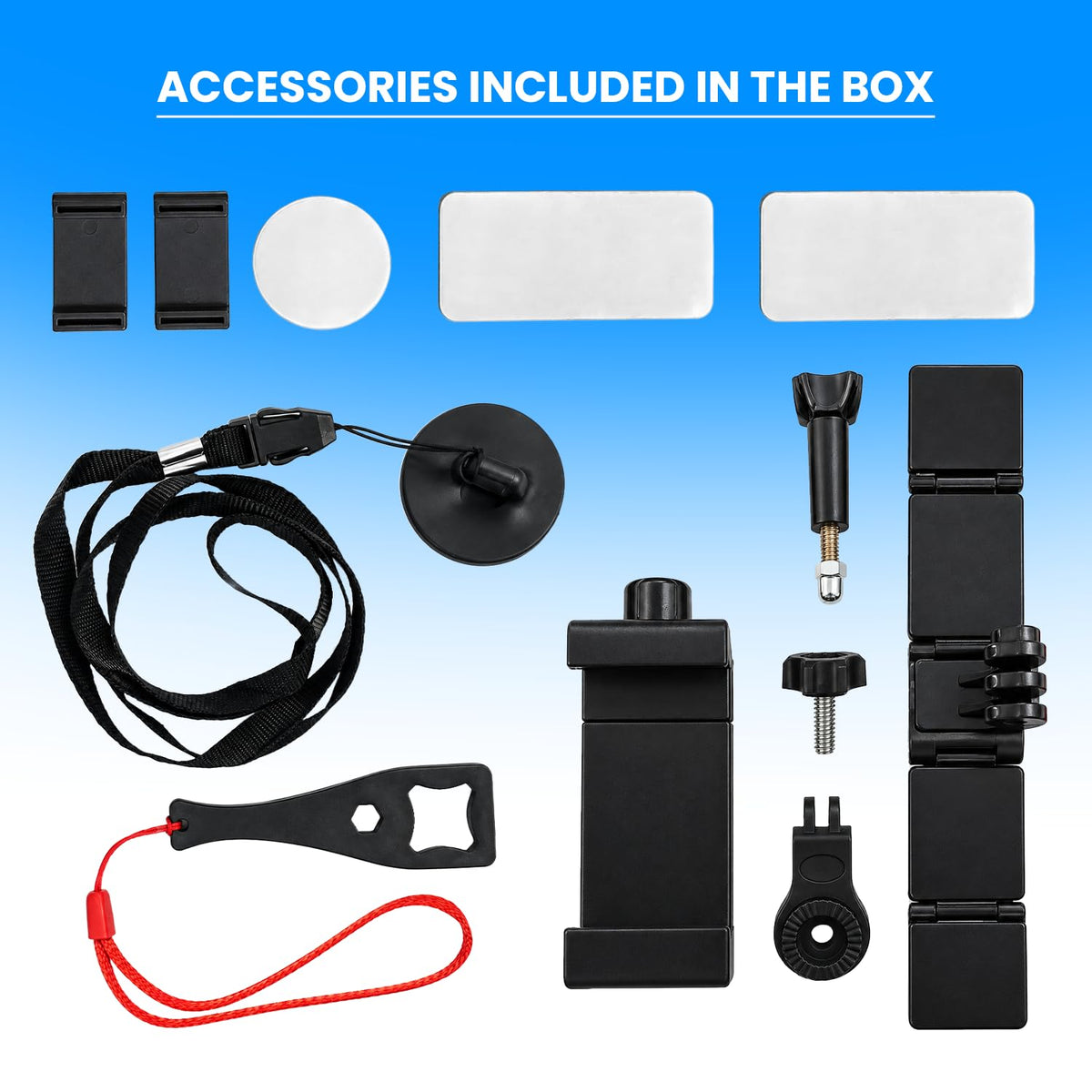 Universal Helmet Chin Mount Mobile Holder Strap with 360° Rotating Mobile Holder & Action Camera Mount | Adjustable Anti-Slip Moto Vlogging Bracket for Full Face Helmets