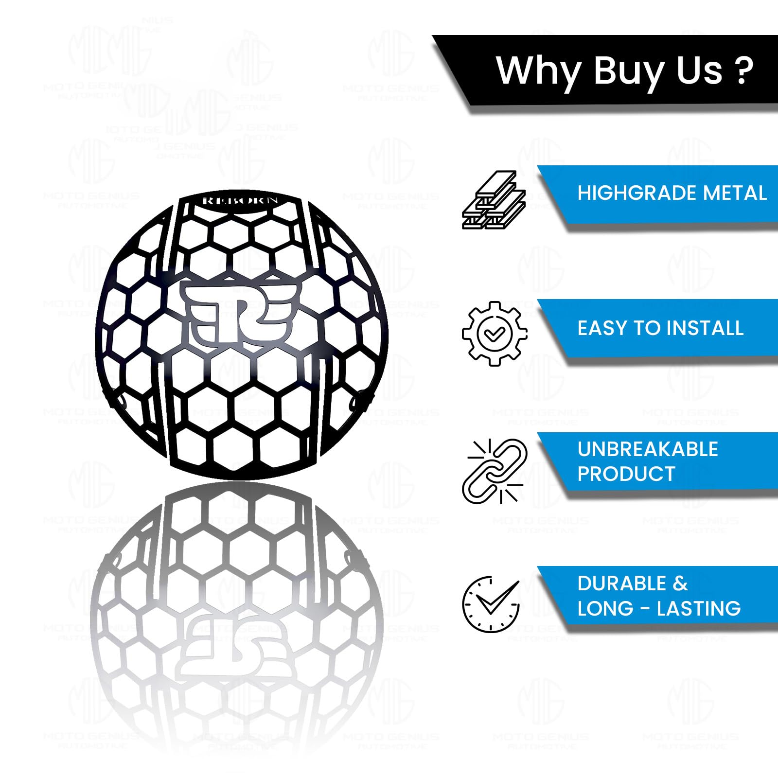 MOTO GENIUS Front Headlight Grill Guard for Reborn Classic 350 |Durable Metal Protective Head Light Frame Protector