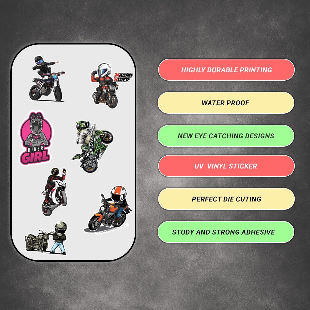 Racing Bike 3D Vinyl Stickers | Waterproof, Fade-Proof, Self-Adhesive Decals for Helmet, Bike, Car, Laptop & Mobile | Sports Bike Graphic Stickers (BIKE15-9PC)