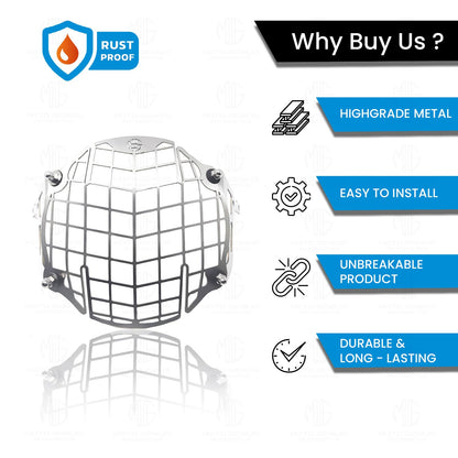 MOTO GENIUS Headlight Grill Guard for RE Super Meteor 650 | Durable Stainless Steel Protective Cover for Motorcycle Lights