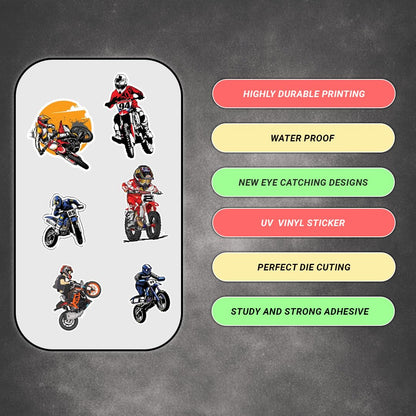 Racing Bike 3D Vinyl Stickers | Waterproof, Fade-Proof, Self-Adhesive Decals for Helmet, Bike, Car, Laptop & Mobile | Sports Bike Graphic Stickers (BIKE1-9PC)