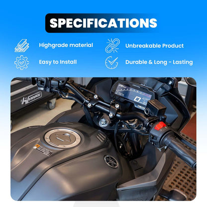 CNC Aluminum Adjustable Handlebar Conversion Kit for R15 V3 | Custom Height Handlebar Riser & Clamp for Enhanced Ergonomic Comfort, Wrist Relief & Control (Black)