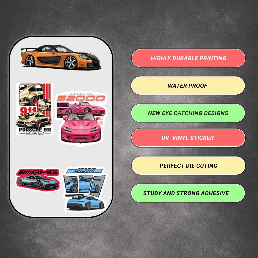 3D Vinyl Car Sticker for Exterior, Waterproof & Fade-Proof Self Adhesive Car Decal for Rear Glass, Bumper, Windshield & Car Styling Accessories (11 PC)