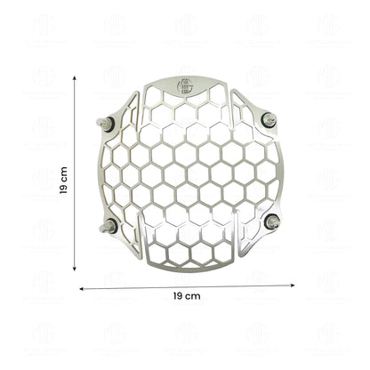 MOTO GENIUS Headlight Grill Guard for RE Himalayan BS3/BS4/BS6/Scram |Durable Stainless Steel Protective Cover for Motorcycle Lights (Honeycomb Grill)