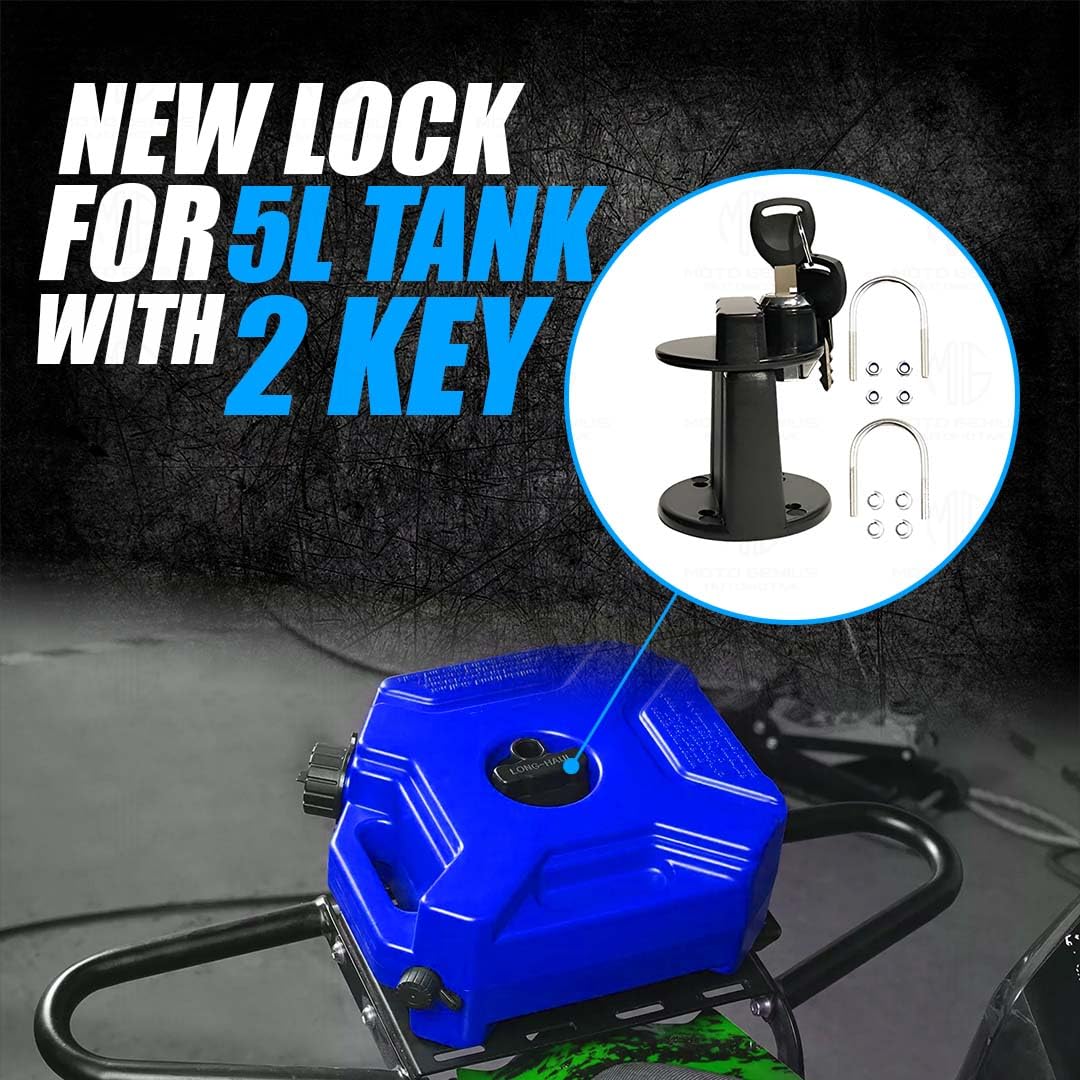 MOTO GENIUS Universal 5 Liter Fuel Jerry Can With Clamp and Cap For Motorcycle | Fuel Container Heavy Duty construction for Petrol/diesel/kerosene Storage (Blue)