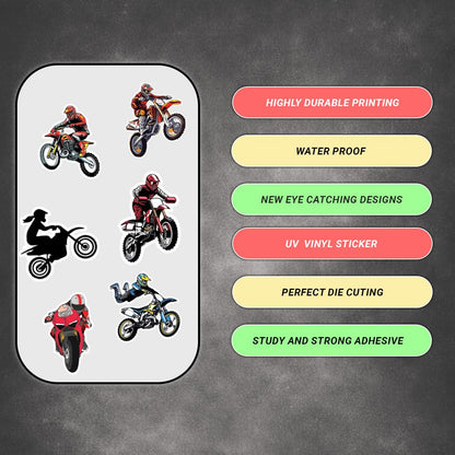 Racing Bike 3D Vinyl Stickers | Waterproof, Fade-Proof, Self-Adhesive Decals for Helmet, Bike, Car, Laptop & Mobile | Sports Bike Graphic Stickers (BIKE3-9PC)