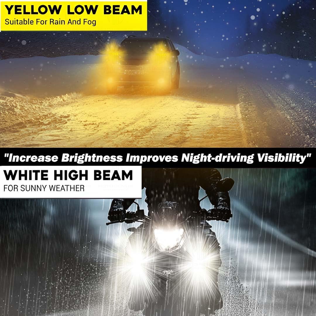 MOTO GENIUS 60W Super Bright 6 LED Fog Light | Dual Color & | High/Low Beam | Waterproof Aluminum Housing | Universal Fit for Car & Motorcycle