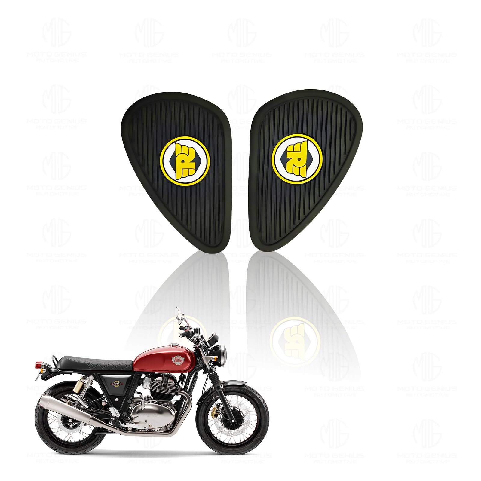 MOTO GENIUS Silicone Tank Pads for RE Interceptor | Premium Tank Protection Pads |Anti-Slip and Scratch-Resistant Design |Stylish and Durable (Pack of 2) ( )