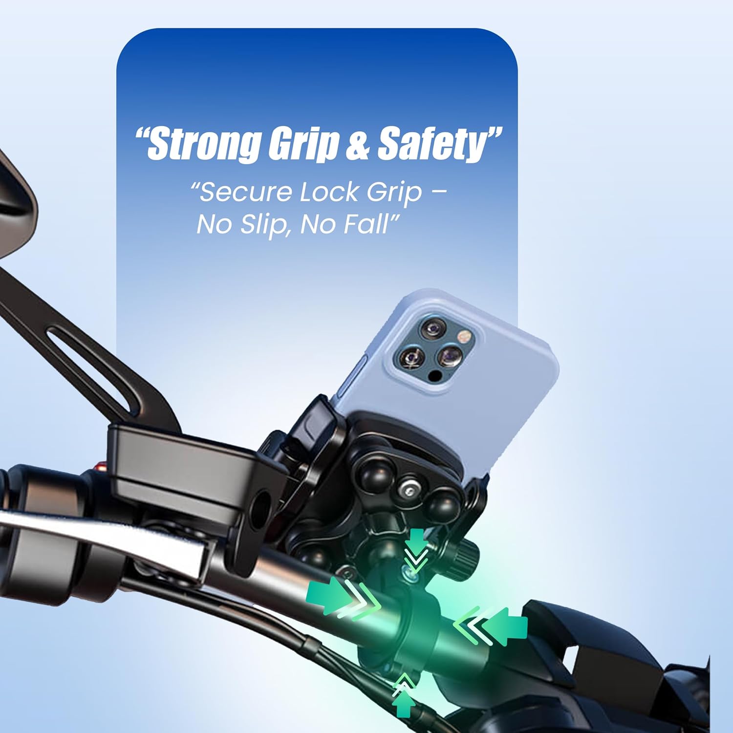 Anti-Vibration 360° Rotating Bike Bicycle Scooter Mobile Holder | Aluminium Handlebar & Mirror Mount | Universal Mobile Mount for Riding