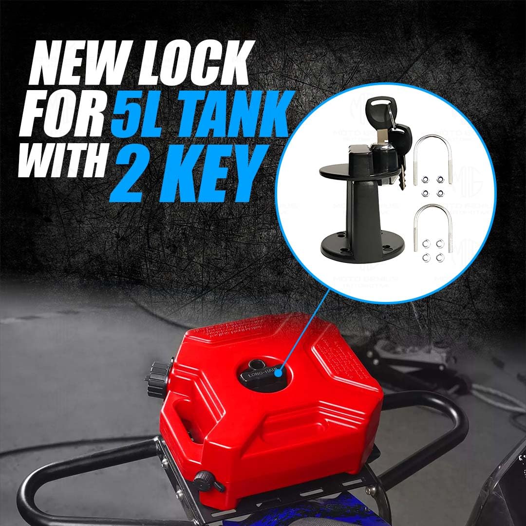 MOTO GENIUS Universal 5 Liter Fuel Jerry Can With Clamp and Cap For Motorcycle | Fuel Container Heavy Duty construction for Petrol/diesel/kerosene Storage (Red)