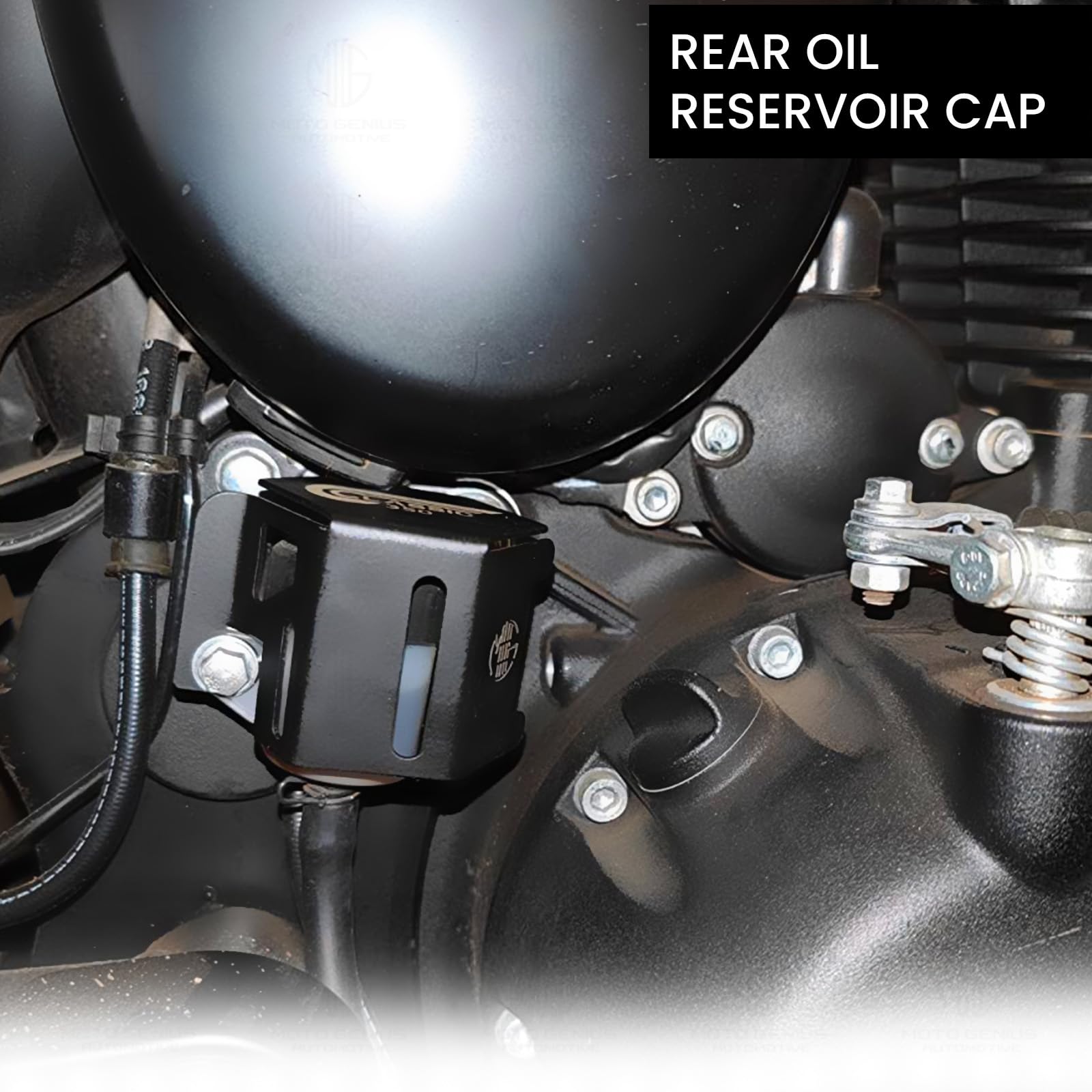 MOTO GENIUS Reborn Stainless Steel Rear Brake Oil Container Guard – Durable Protection & Stylish Design for Motorcycles ()