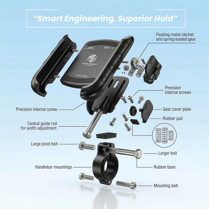 Anti-Vibration 360° Rotating Bike Bicycle Scooter Mobile Holder | Aluminium Handlebar & Mirror Mount | Universal Mobile Mount for Riding