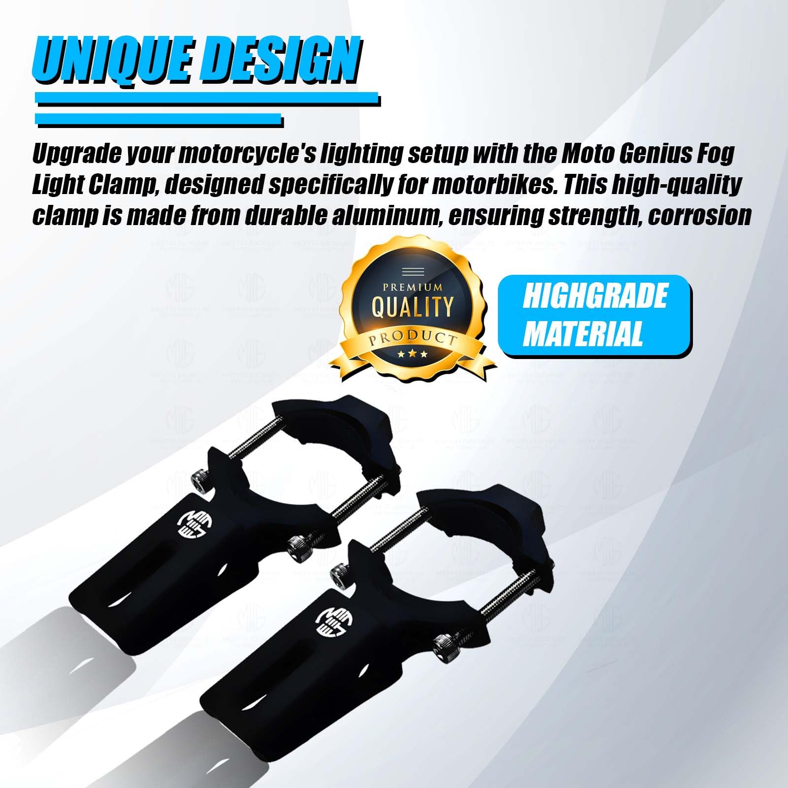 MOTO GENIUS 60MM Universal Fog Light Clamp for All Bikes | Durable Handlebar Mounting Solution (Pack of 2)