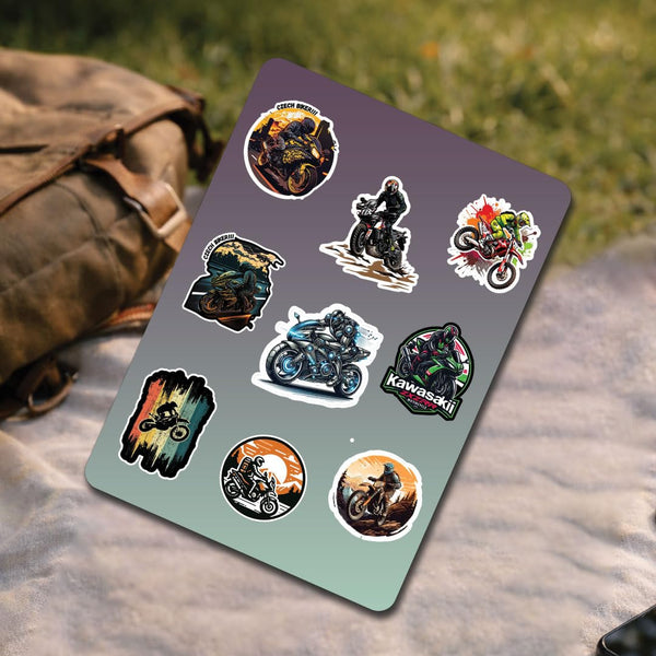 Racing Bike 3D Vinyl Stickers | Waterproof, Fade-Proof, Self-Adhesive Decals for Helmet, Bike, Car, Laptop & Mobile | Sports Bike Graphic Stickers (BIKE7-9PC)