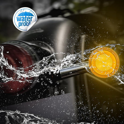 MOTO GENIUS Premium LED Turn Signal Indicators for RE Classic 350, Bullet 350, Reborn | Waterproof, High-Brightness Automotive-Grade LEDs, Durable Virgin Plastic Body (Set of 4) Chrome Finish
