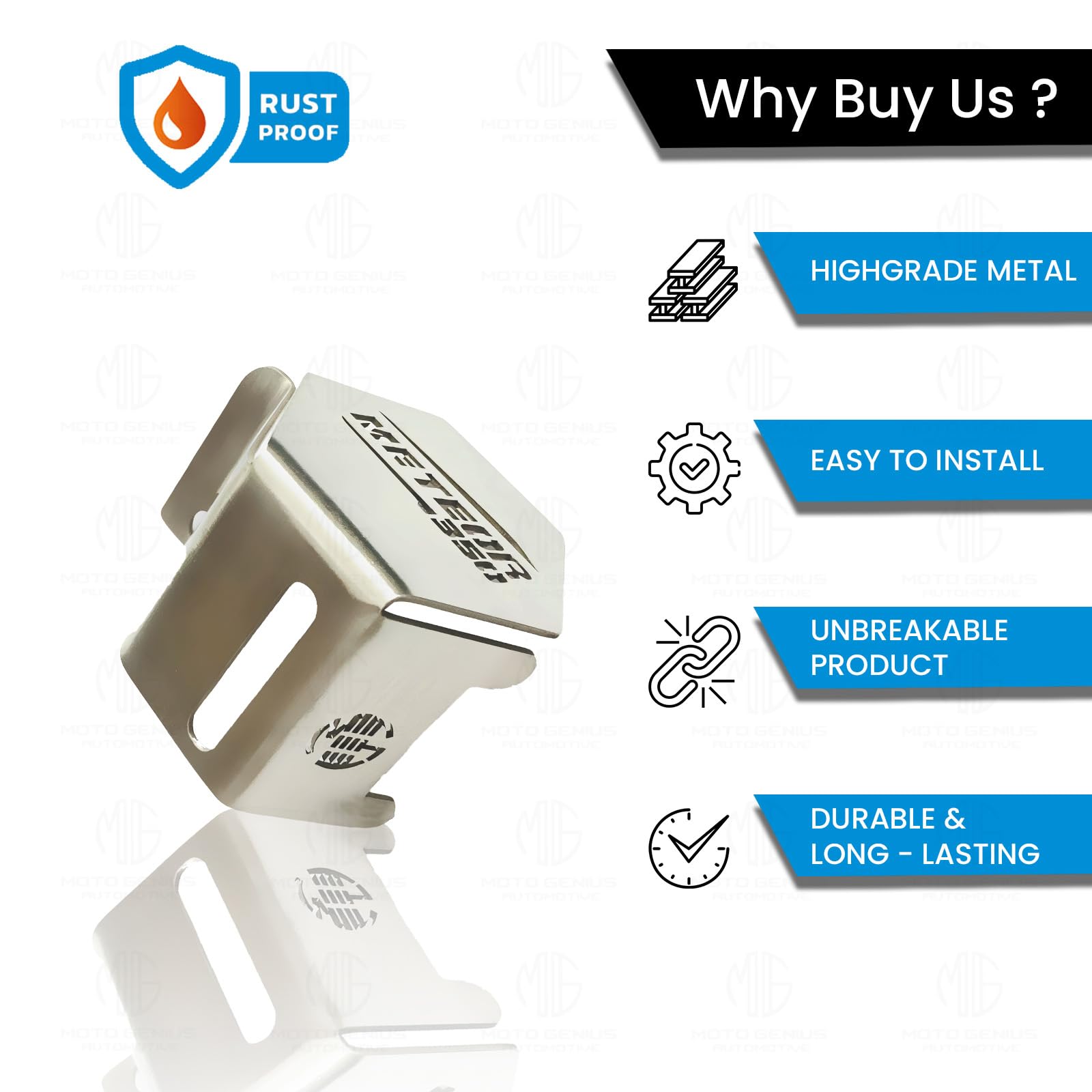 MOTO GENIUS Stainless Steel Rear Brake Oil Container Guard for Meteor 350, Durable & Stylish Protection ()